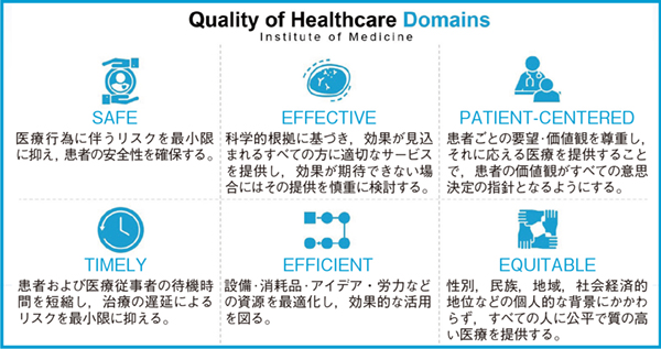 図1 医療の質を評価する6つの指標 図1 医療の質を評価する6つの指標