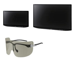 3D対応 4K液晶モニター 上左:31型『LMD-X310MT』,上右:55型『LMD-X550MT』,下:付属の3Dアイシールドキット 3D対応 4K液晶モニター 上左:31型『LMD-X310MT』,上右:55型『LMD-X550MT』,下:付属の3Dアイシールドキット