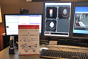 キヤノンマーケティングジャパンブースでもMedical Image PlaceのコーナーでAmiVoice CLxとの提携が発表され，音声入力を体験することができるようになっていた。
