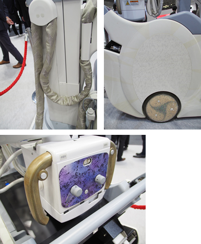 コンセプトモデルのケーブルカバーには西陣織,コリメータパネルには七宝焼き,ハンドルには彫金細工,右側のサイドカバーには京和紙,車輪には螺鈿細工が施されている。 コンセプトモデルのケーブルカバーには西陣織,コリメータパネルには七宝焼き,ハンドルには彫金細工,右側のサイドカバーには京和紙,車輪には螺鈿細工が施されている。
