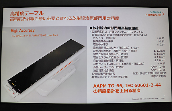 高精度放射線治療用の高精度CTテーブル