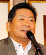 情報交換会に駆けつけた衆議院議員の中川秀直氏